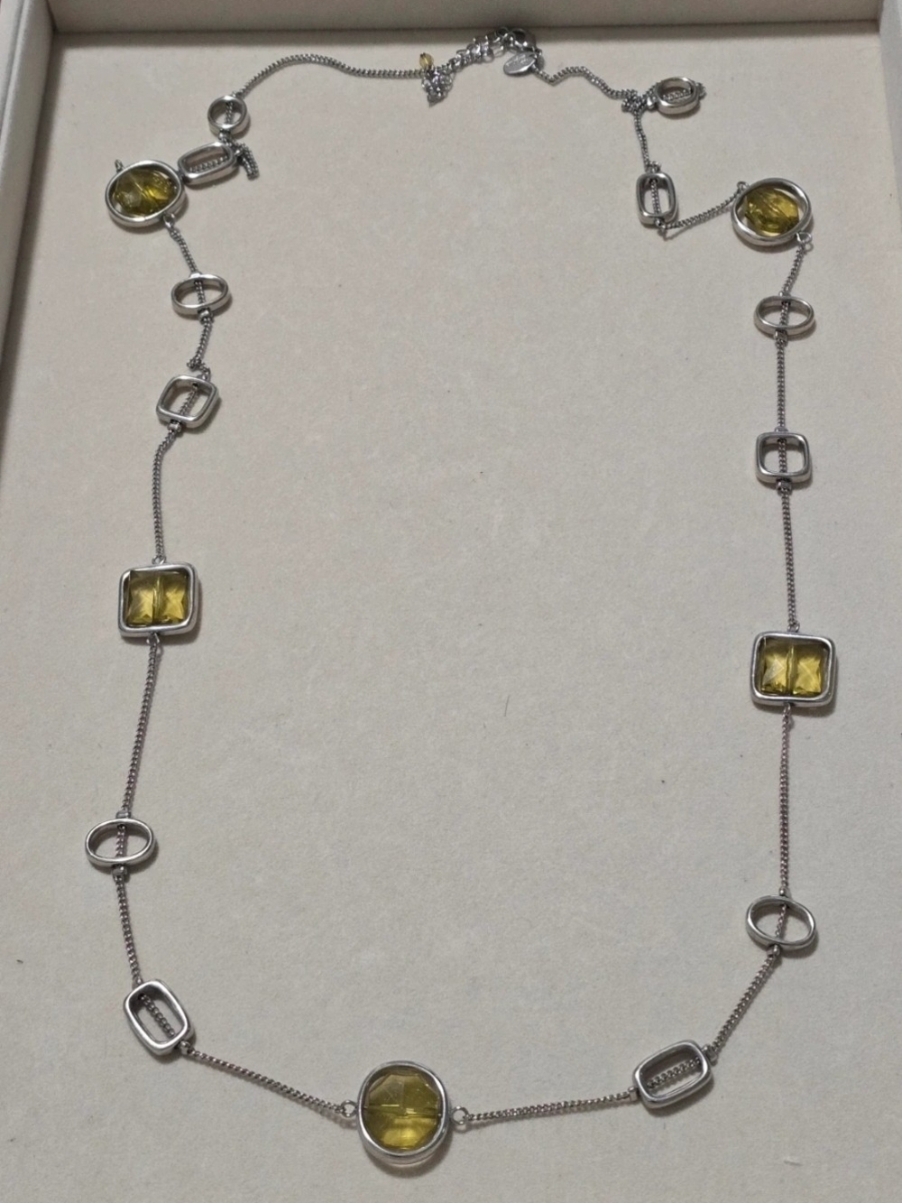 Lia Sophia Silver Tone Necklace with Yellow Stones